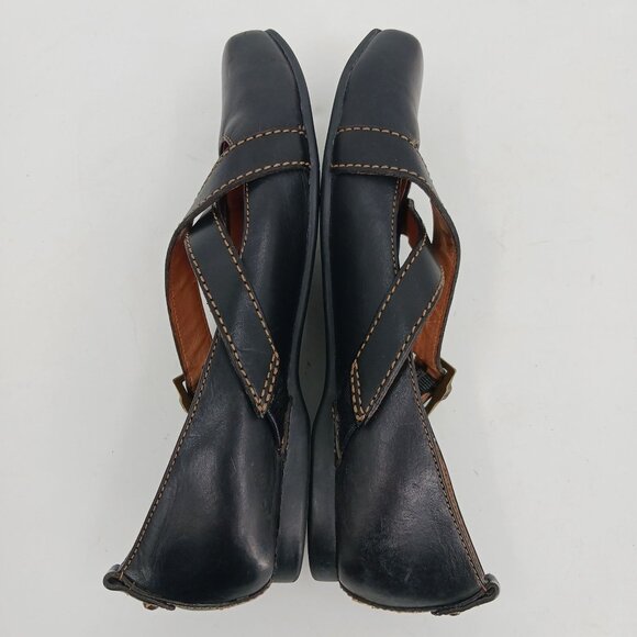 Frye Megan Criss Cross Mary Jane Flats 9M Black Leather - Picture 8 of 16